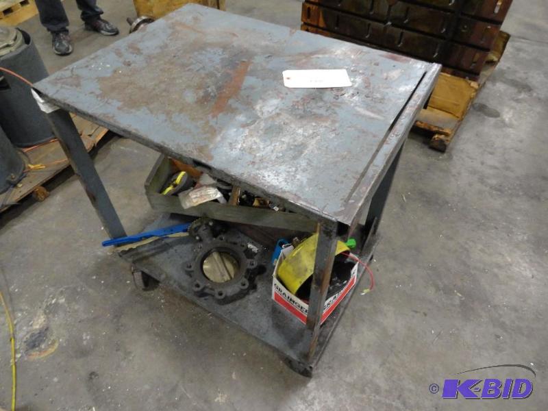 lot 343 image: Steel Rolling Cart with contents   approxim...