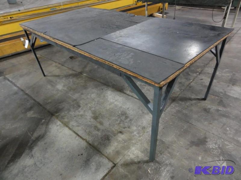 lot 377 image: Steel Framed Table with Rubber over Plywood t...