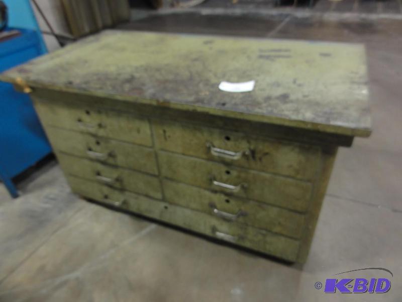 lot 380 image: Heavy Duty Steel 7-Drawer Cabinet with assort...