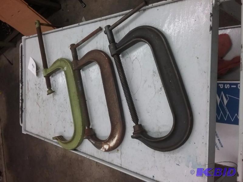 lot 389 image: (3) C-clamps 8"...
