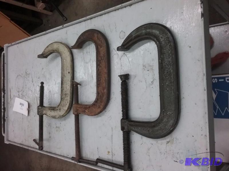 lot 392 image: (3) C-clamps 6"...