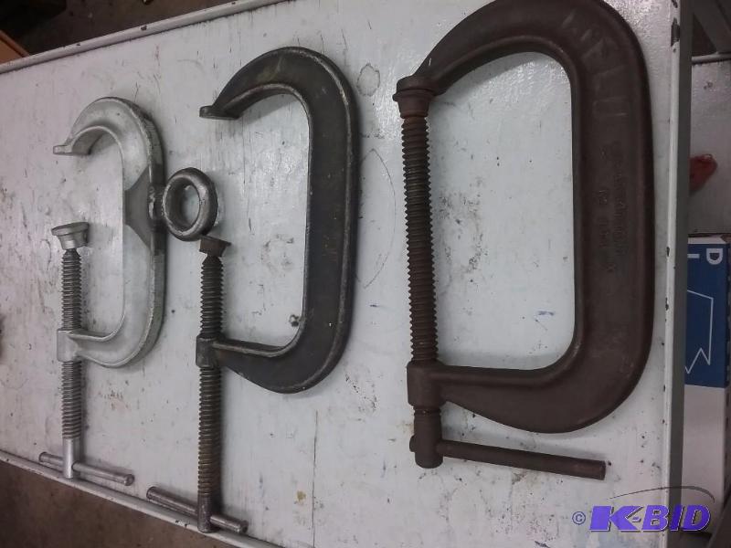 lot 393 image: (3) C-clamps 6"...
