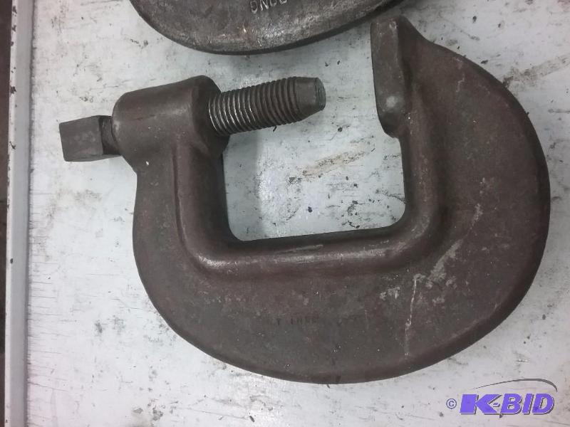 lot 454 image: (2) heavy duty C-clamps 3"...