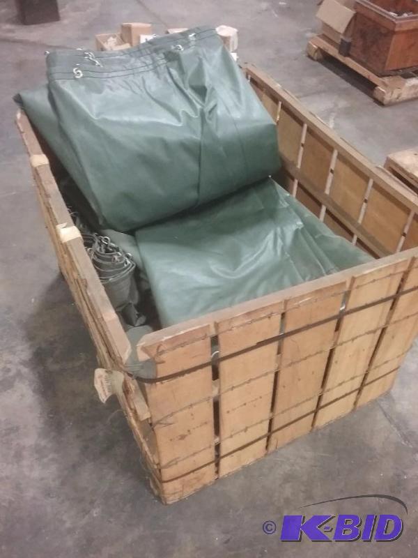 lot 492 image: Wooden crate of approx. (4) vinyl curtains, a...