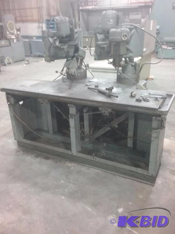 lot 502 image: 2-gang swing arm drill, hydraulic lift to rai...