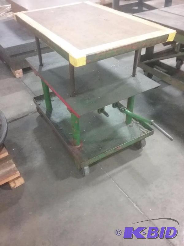lot 514 image: Adjustable height rolling table, (4) elevatio...