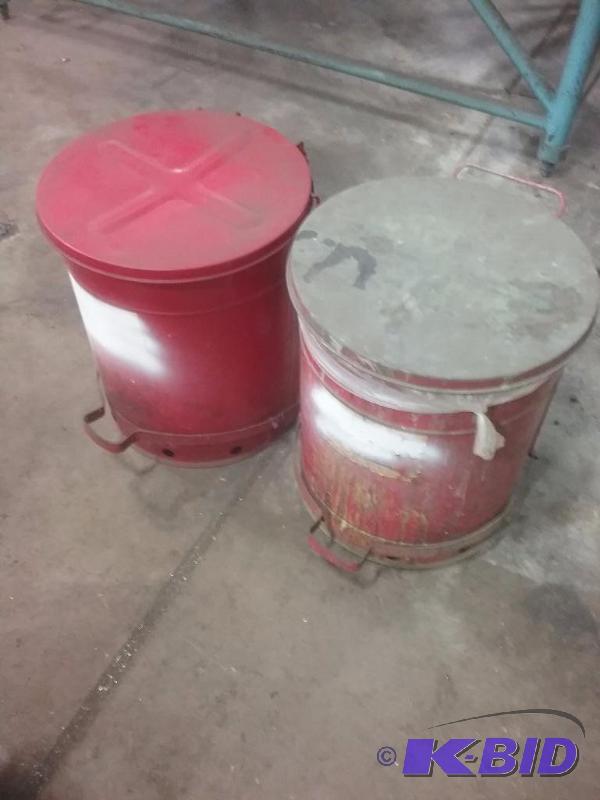 lot 545 image: (2) round flammables containers, foot lift li...