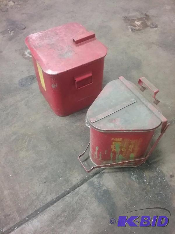 lot 546 image: (1) triangular flammables container, foot lif...