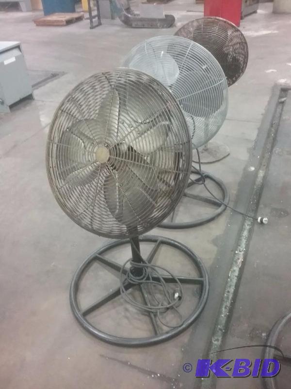 lot 568 image: (3) floor fans (2) 24" dia. fan, 30&quo...