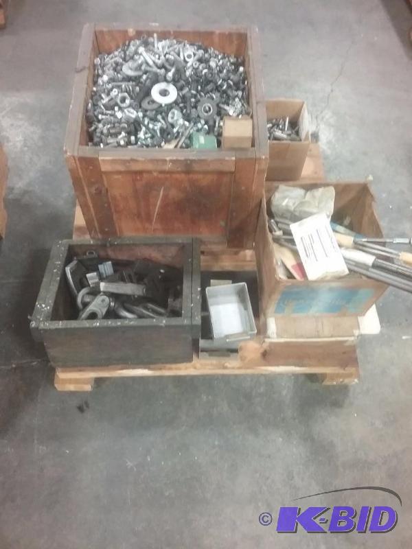 lot 589 image: Pallet with (1) box of bolts, shoulder bolts,...