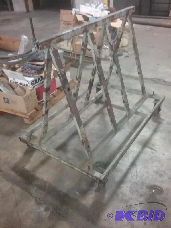 lot 654 image: Steel rolling cart, (2) swivel and (2) fixed ...