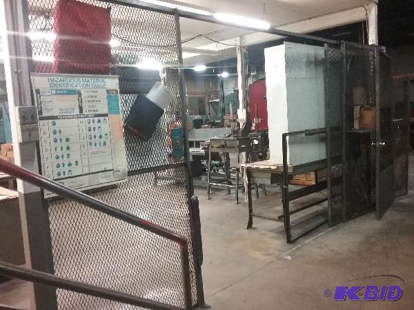 lot 67 image: Expanded steel tool crib screen with door. Ap...