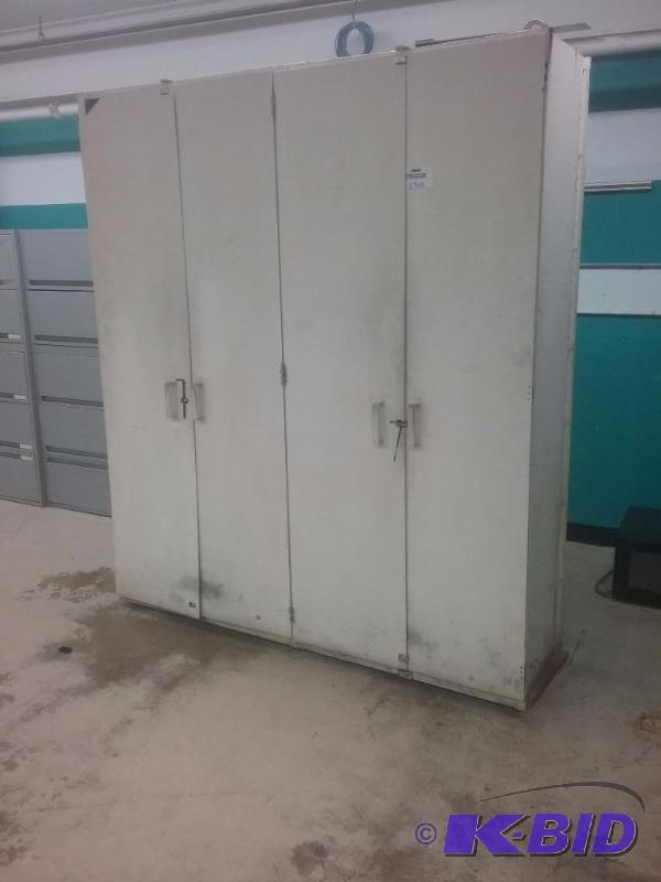 lot 679 image: 4-door steel cabinet each 36" wide secti...