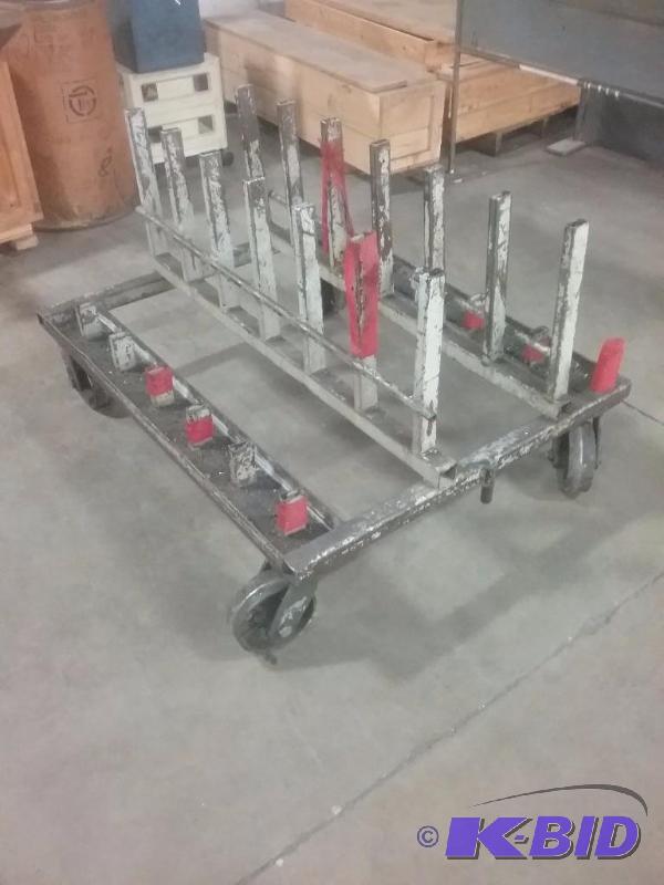 lot 687 image: Steel rolling cart, 40W" x 48L", ra...