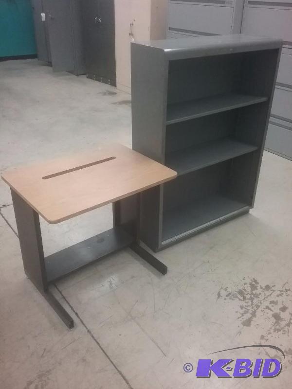 lot 727 image: (1) Hon steel bookcase, (3) shelves, 11"...