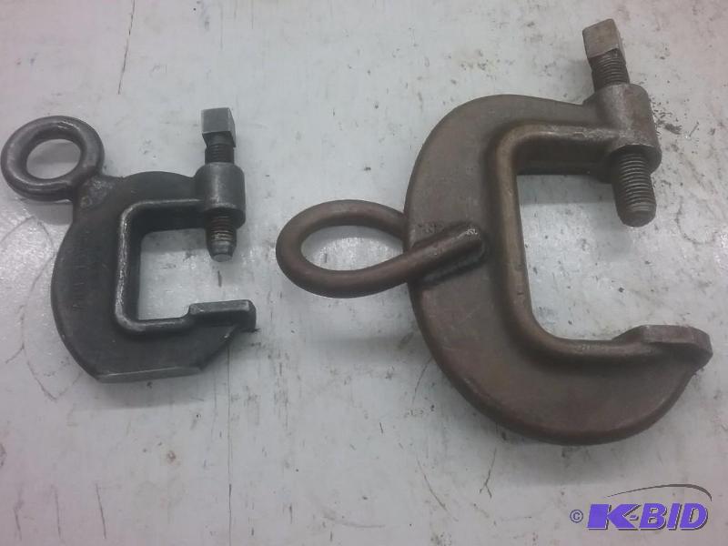lot 740 image: (2) heavy duty C-clamps with welded on liftin...