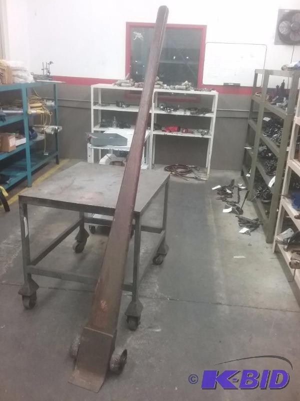 lot 743 image: Johnson bar, (2) steel wheels, 84" lengt...