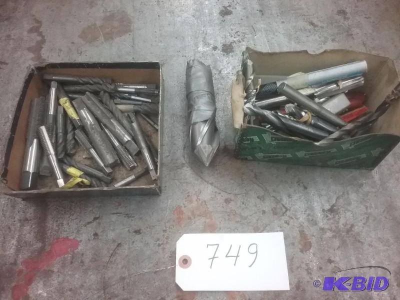 lot 749 image: (2) small boxes of cutting tools drills, tap...