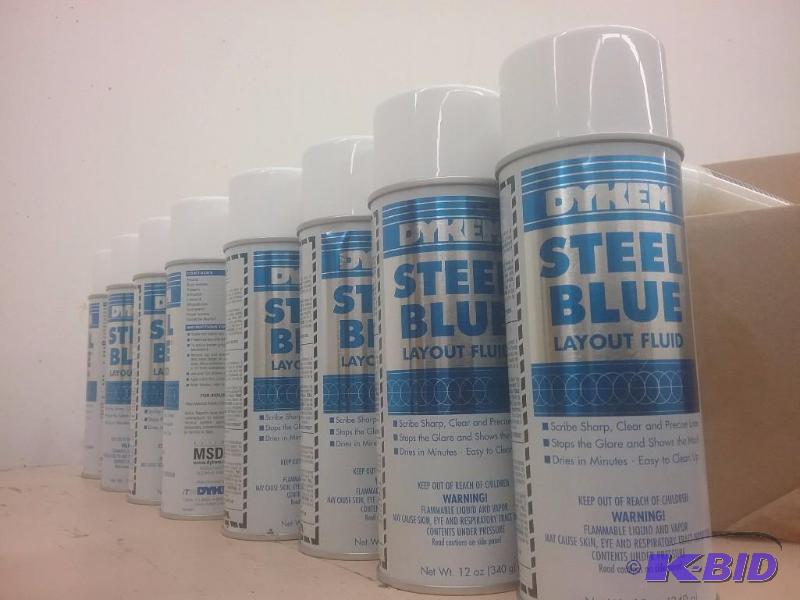 lot 812 image: (8) 12 oz. spray cans of DyKem Steel Blue lay...