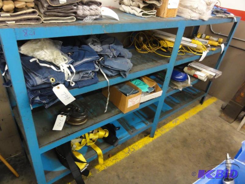 lot 821 image: Steel shelf unit, (4) shelves, 20" x 96&...