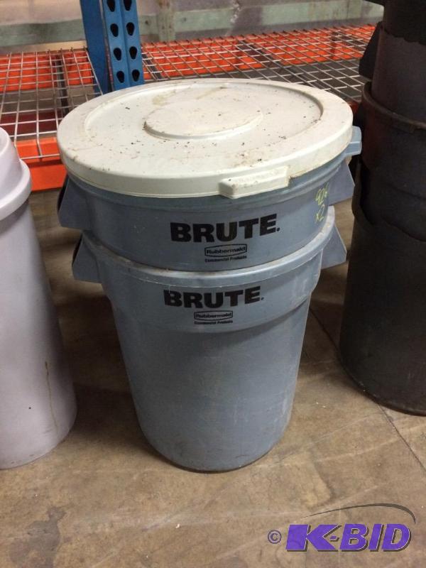 lot 926 image: (2) Rubbermaid Brute Garbage cans with lids...