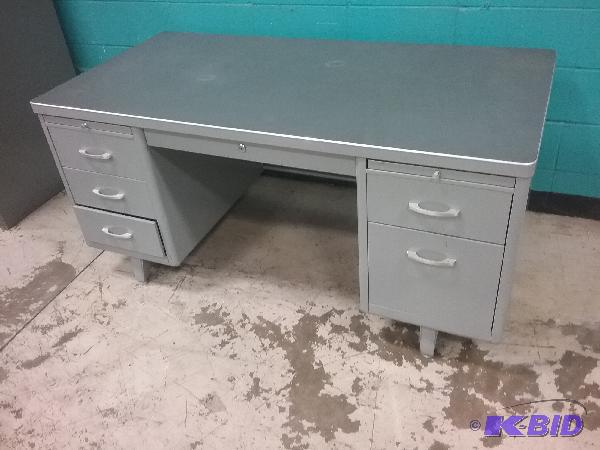 lot 130 image: Steel desk 30&quot x 60&quot x 29&quotH....
