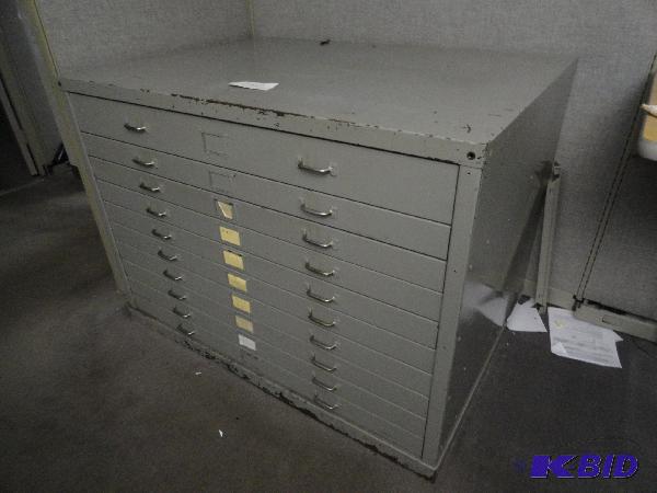lot 140 image: 10-drawer blue print cabinet, approximate 50&...