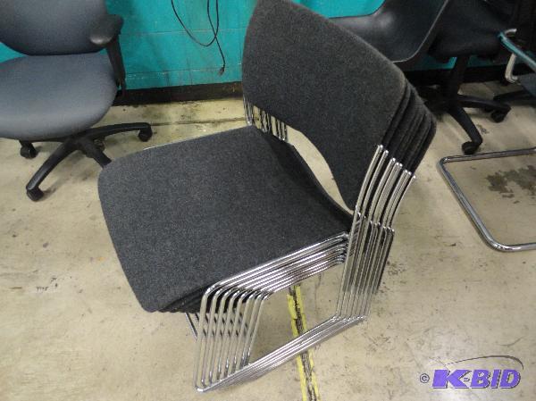lot 147 image: (8) Cloth Fabric Stacking Chairs...