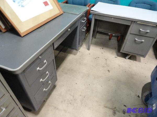 lot 155 image: (2) Assorted Steel Desks...