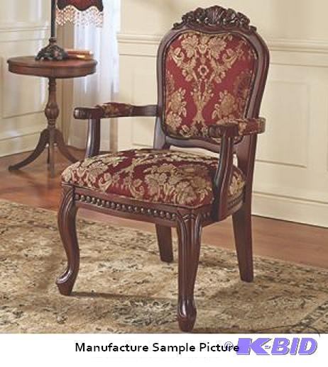 Carved Arm Chair - Opulent burgundy jacquard ...