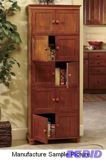10 Door Oak Finish Pantry -&nbspCrown moldin...