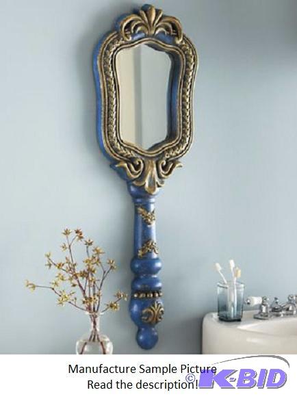 Wall Hung Hand Mirror - Embossed florals surr...