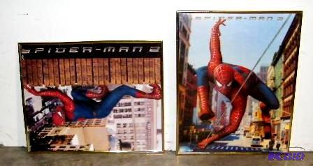 2 Framed Spider-Man 2 Pictures. - Gold Frames...