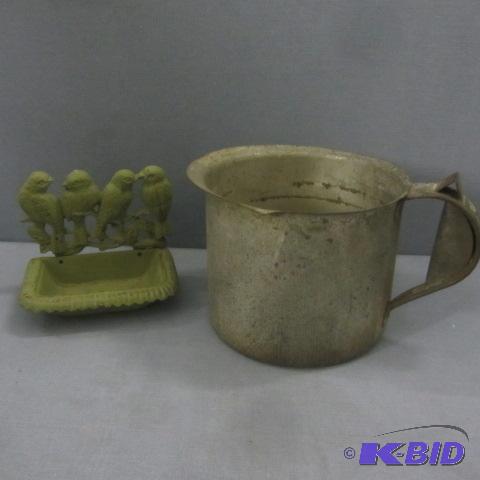 lot 117 image: Bird Feeder, Metal Pitcher