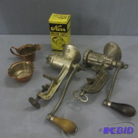 lot 131 image: Meat Grinders, Cream & Sugar