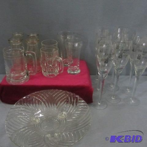 lot 29 image: Root Beer Mugs, Milk Bottles, Champagne