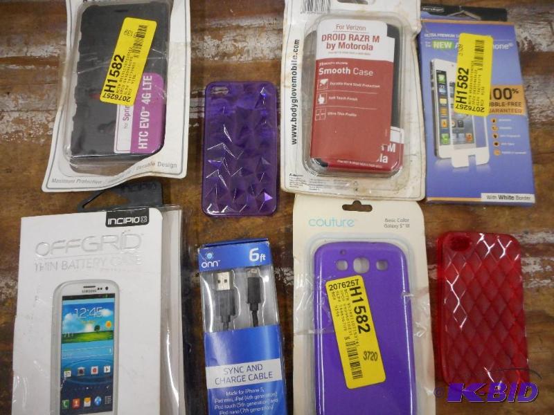 Cell phones, cases, chargers, ear pieces