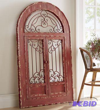 Distresed&nbspRed Wood And Metal&nbspGate W...