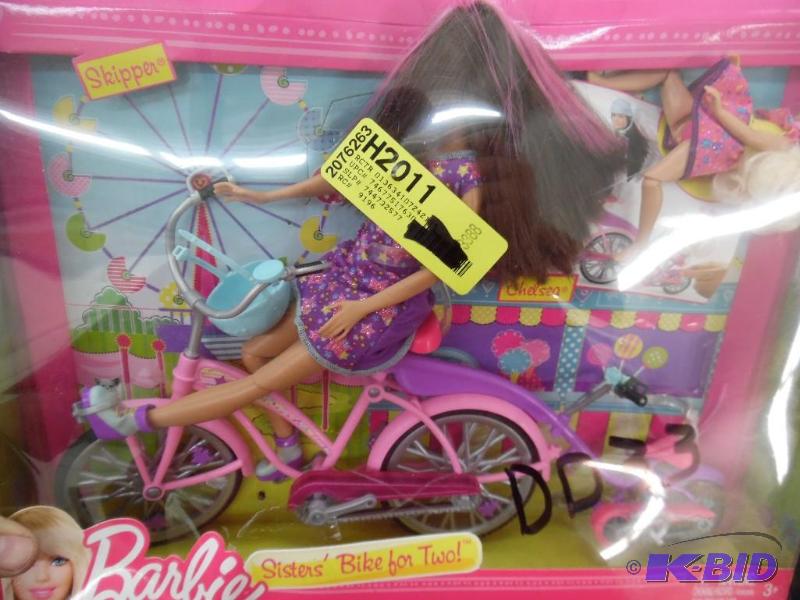 Barbie sisters bike for two with dolls