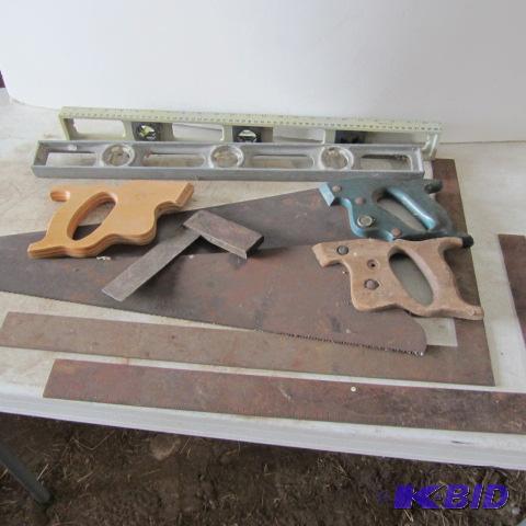 lot 224 image: Saws, Levels, Steel Square