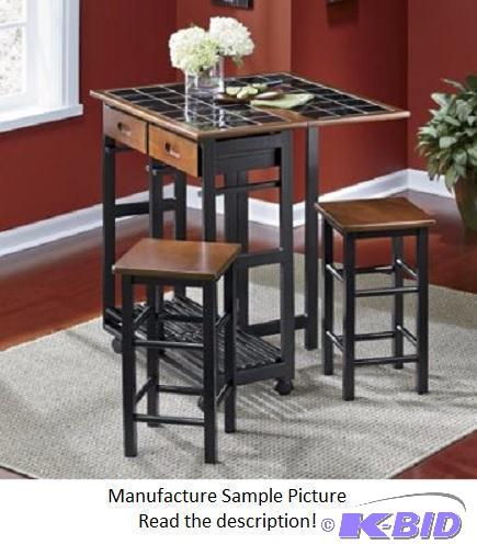 Marin Black Tile Island with Stools - With a ...