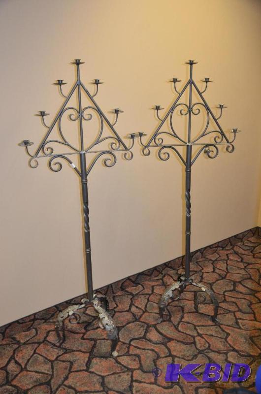 lot 17 image: 2 elegant metal candelabras with leaf design ...
