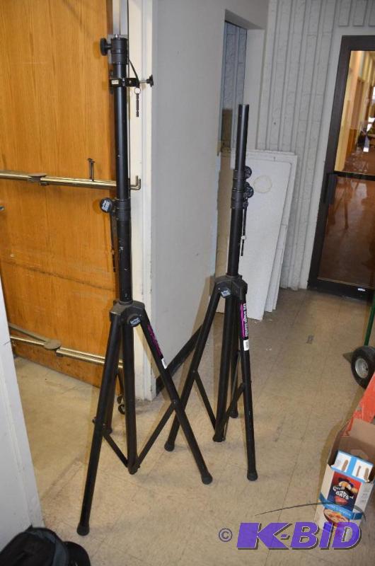 lot 58 image: Set of speaker stands by On Stage Stands, adj...