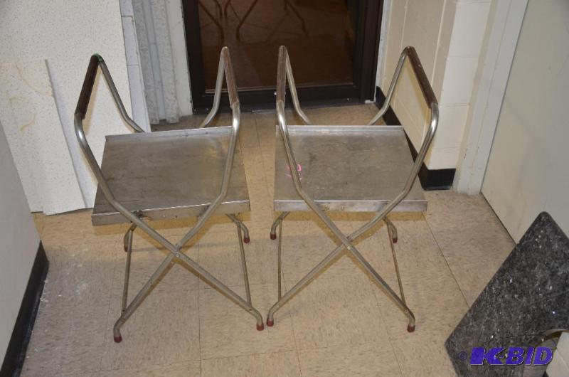 lot 61 image: 2 stainless steel folding trays, 16x17"...