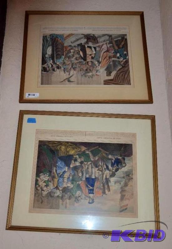 lot 102 image: 2 framed prints 24x22 The title and descripti...