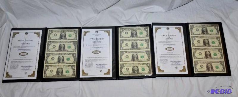 lot 109 image: Uncut sheets of $1 bills Genuine Bankers Vaul...