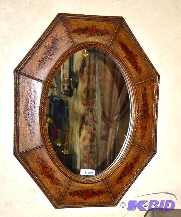 lot 13 image: Decorative hand painted Mirror 36x26"...