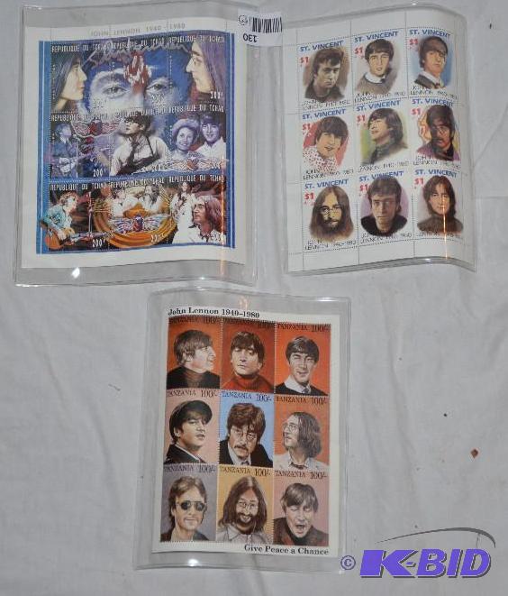 lot 130 image: The Beatles - John Lennon commemorative posta...