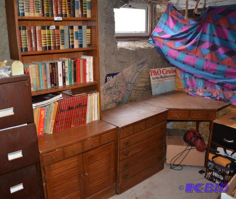 lot 178 image: Wood bookshelf with storage cabinet below and...