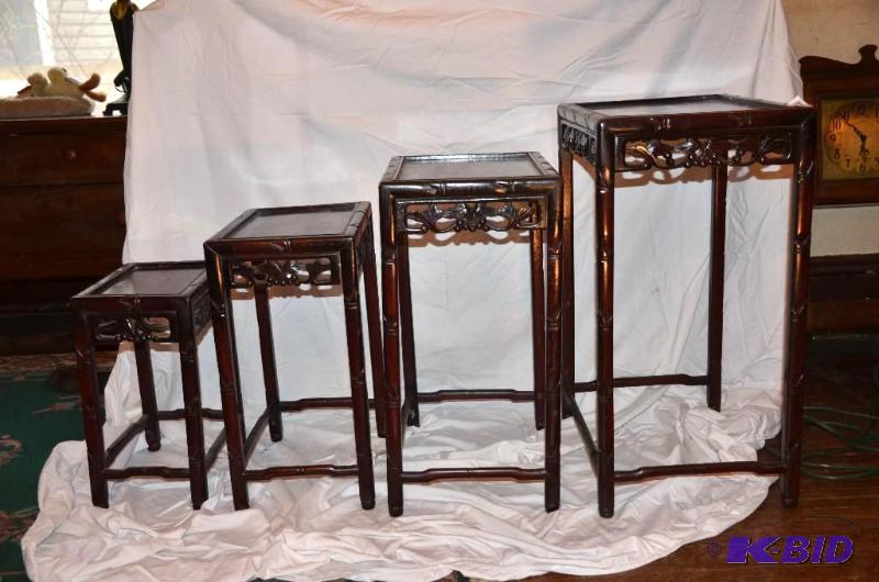 lot 18 image: 4 nested wood tables - the largest is 20x14x2...